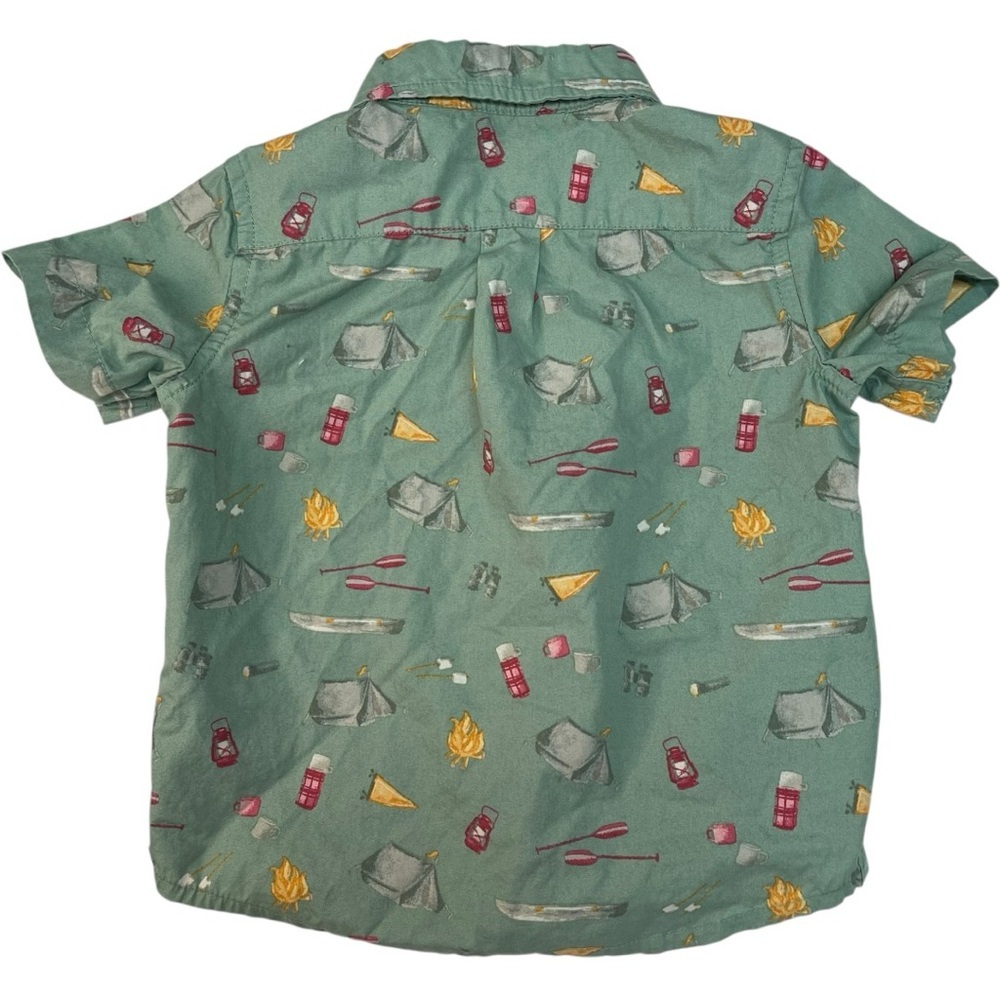 Janie and Jack Camping Motif Button Down Shirt Green - Picture 2 of 5